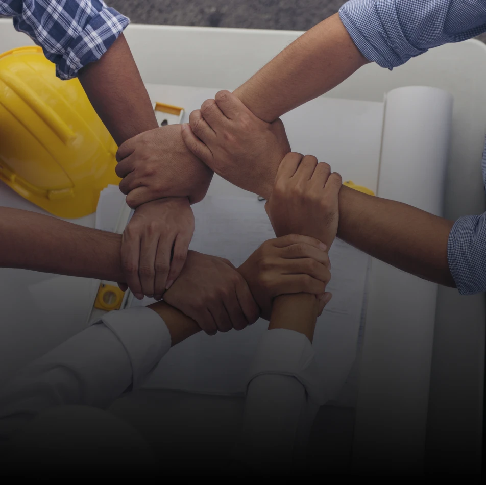 Team collaboration with construction plans
